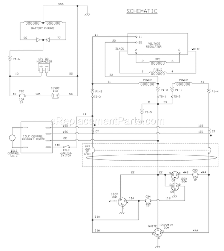 Page E Diagram and Parts List for 030381-0  Briggs and Stratton Generator